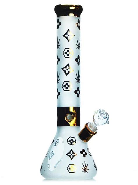 LV Bong with Sandblast by Swerve Glass – 13″ Tall